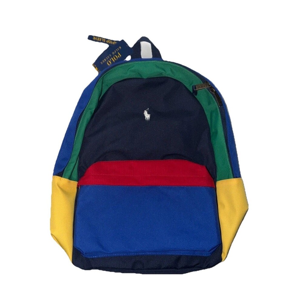 Polo Ralph Lauren Colorblock Multi-Color Backpack Bag New With Tags